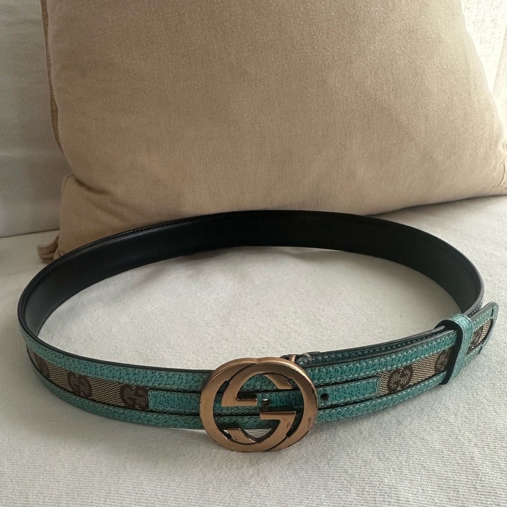 Gucci Turquoise and Gold Women's Belt